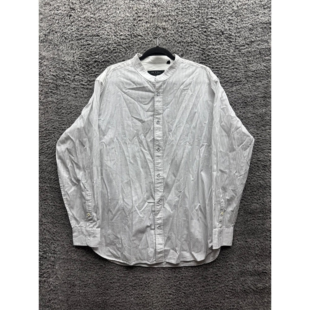 Rag & Bone Landon Striped Oversize Long Sleeve Button-Up Shirt White Mens Size L